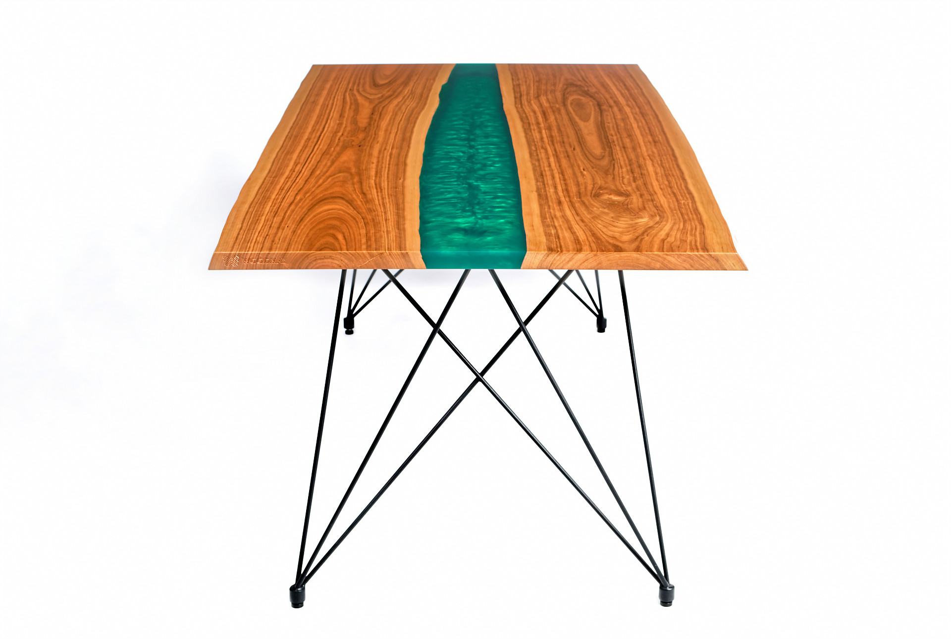 Maia – cherry tree table with green epoxy resin