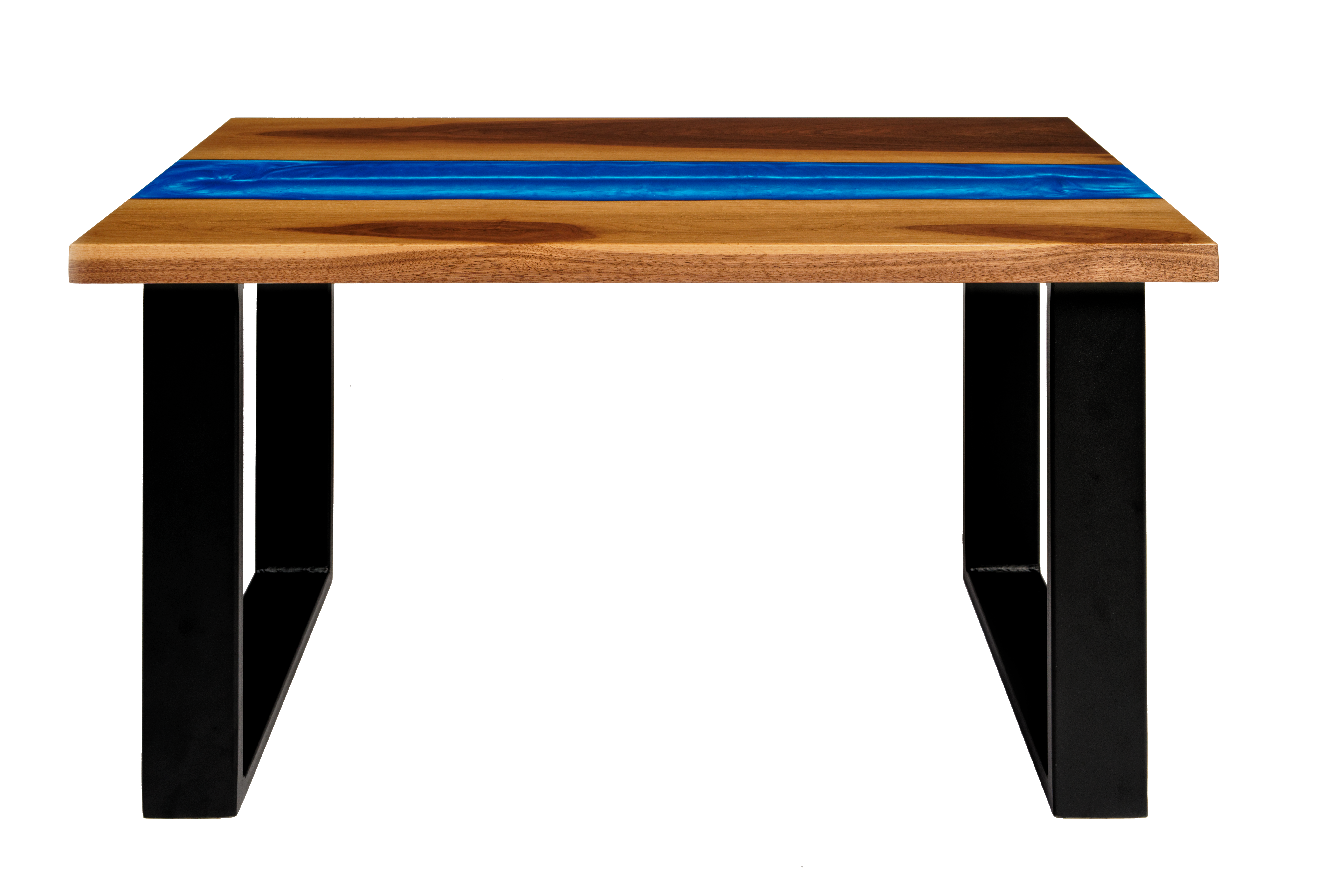 Lir – walnut wood table with sapphire epoxy resin