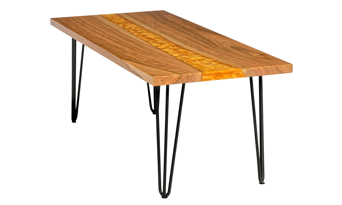 Canola – cherry tree table with gold epoxy resin