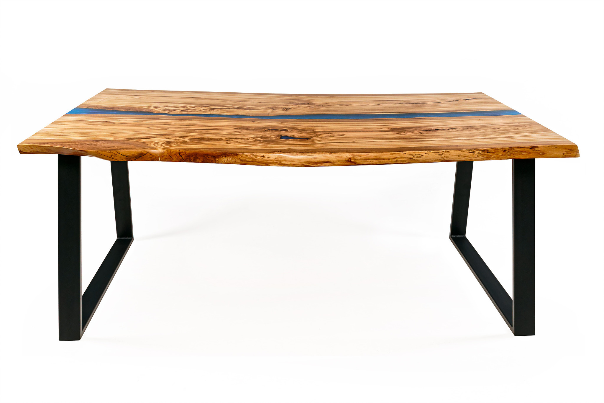 Venilia – olive wood table with blue epoxy resin