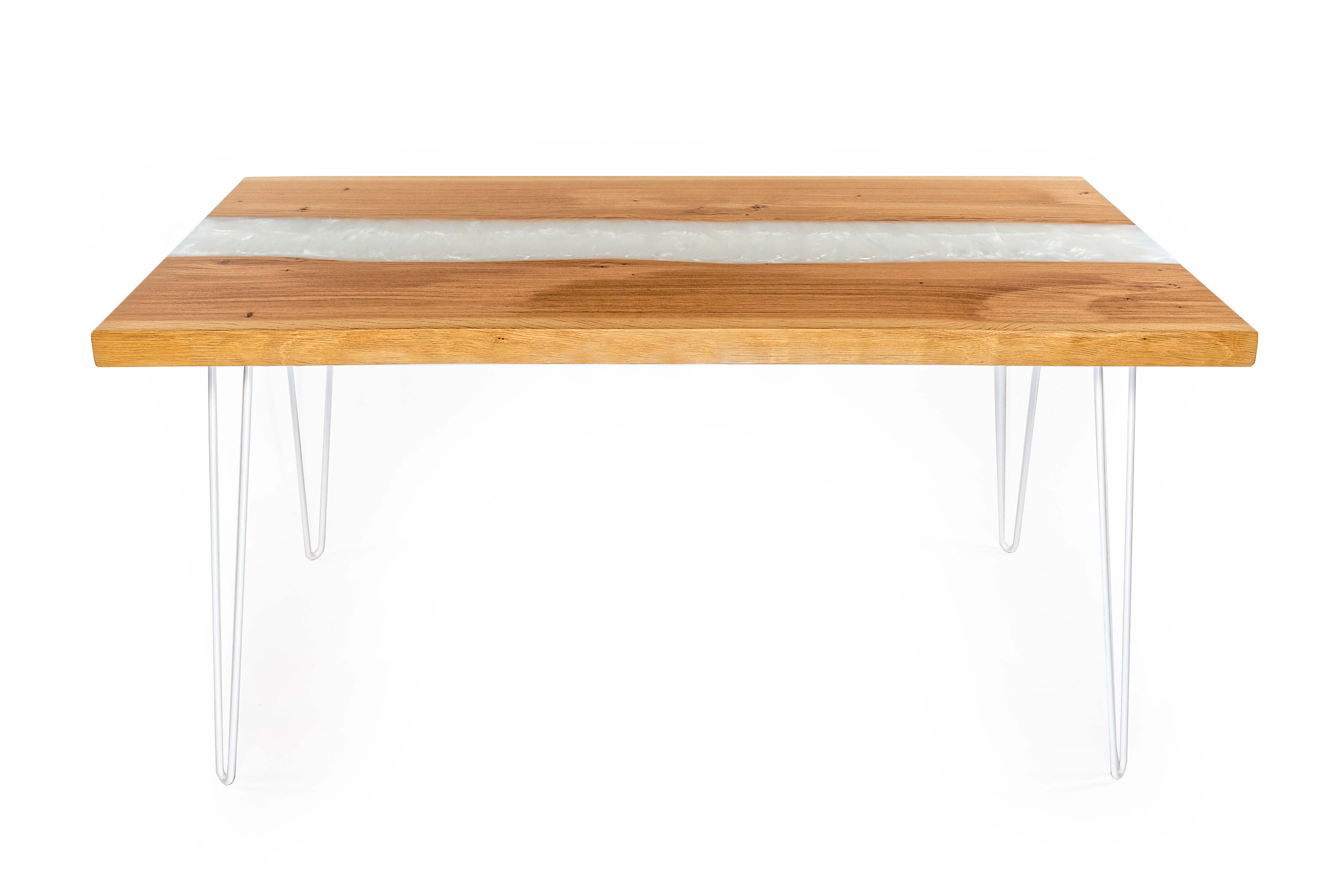 Aura – oak wood table with white epoxy resin
